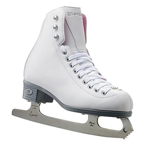  Riedell Skates - 14 Pearl Jr. - Youth Recreational Ice Figure Skates with Steel Luna Blade for Girls