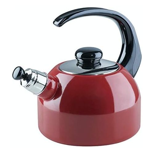  [아마존베스트]Riess, 0543-020 Whistling Kettle Plus 2.00 L Classic Colour Red Diameter 18 cm Height 21.7 cm Capacity 2 Litres Enamel Red / Black