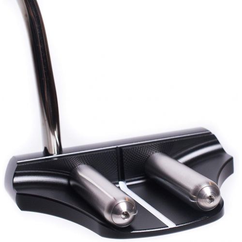  Rife Golf Right Handed Black Two Bar Mallet Putter Patented Roll Groove Technology with Adjustable Weight System. Heel Shaft with Double Bend Makes It Perfect for Lining up Your Pu