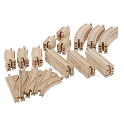  Right Track Toys Wooden Train Track 52 Piece Set - 18 Feet Of Track Expansion And 5 Distinct Pieces - 100% Compatible with All Major Brands Including Thomas Wooden Railway System - by Right Track T