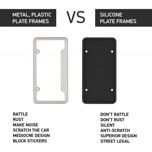  Rightcar Solutions Flawless Silicone License Plate Frame - Rust-Proof. Rattle-Proof. Weather-Proof. - Black