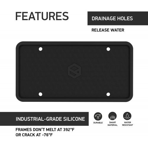  Rightcar Solutions Flawless Silicone License Plate Frame - Rust-Proof. Rattle-Proof. Weather-Proof. - Black