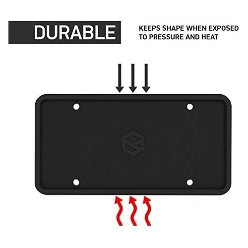  Rightcar Solutions Flawless Silicone License Plate Frame - Rust-Proof. Rattle-Proof. Weather-Proof. - Black