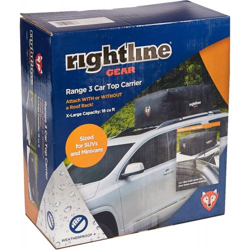  Rightline Gear Range 3 Car Top Carrier, 18 cu ft, Weatherproof +, Attaches With or Without Roof Rack