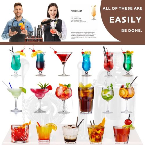  [아마존베스트]Rigoo Cocktail Shaker Set Bartender Kit with Stand Black 24 OZ for Tequila Whiskey, Bar Kit Drink Mixer Shaker Set Including Martini Shaker, Mojito Muddler, Jigger, Mixing Spoon, Hawthor