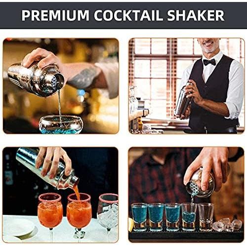  [아마존베스트]Rigoo Cocktail Shaker Bartender Kit 24 Ounce with Cocktail Strainer, Bar Kit Drink Mixer Shaker Martini Shaker（Black）