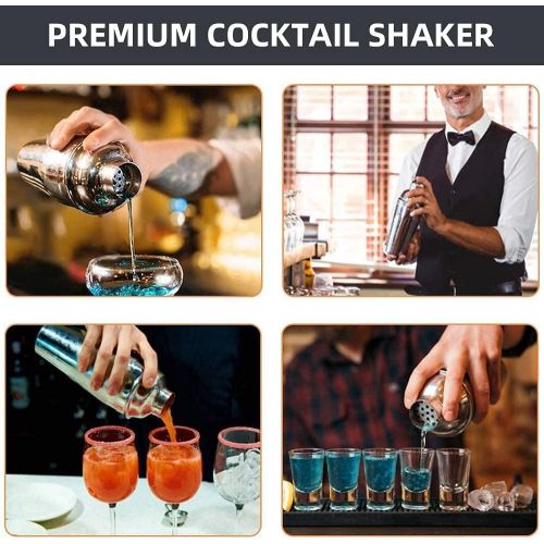  [아마존베스트]Rigoo Cocktail Shaker Bartender Kit 24 Ounce with Cocktail Strainer, Bar Kit Drink Mixer Shaker Martini Shaker（Black）