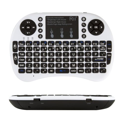  Rii 10079-3 i8+ 2.4GHz Mini Wireless Keyboard with Touchpad Mouse, LED Backlit, Rechargeable Li-ion Battery-White (i8+B)