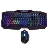 (2019 Upgraded) Rii Gaming Keyboard and Mouse Combo,LED Rainbow Backlit USB Wired Computer Keyboard 104 Key,Spill-Resistant Design,Ergonomic Wrist Rest Keyboard Mouse Set for Windo