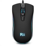 Rii RM105 Wired Mouse,Computer Mouse with Colorful RGB Backlit,2400 DPI Levels,Comfortable Grip Ergonomic Optical ,USB Wired Mice Support Windows PC, Laptop,Desktop,Notebook,Chrome