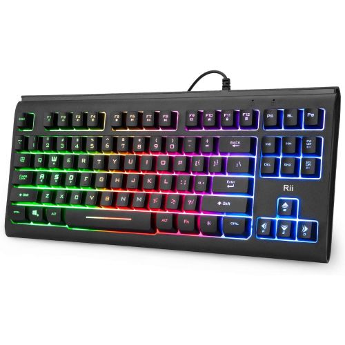  [아마존베스트]Rii Primer RGB Compact Gaming Office Keyboard RK104,Backlight Keyboard,Small 87 Keys No Number Pad Keyboard for Windows PC Laptop Desktop