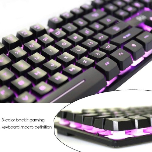  [아마존베스트]Rii RK100 3 Colors LED Backlit Mechanical Feeling USB Wired Multimedia Office Keyboard For Working or Primer Gaming,Office Device