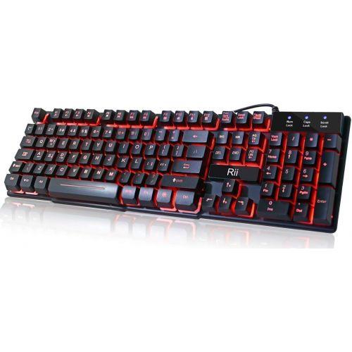  [아마존베스트]Rii RK100 3 Colors LED Backlit Mechanical Feeling USB Wired Multimedia Office Keyboard For Working or Primer Gaming,Office Device