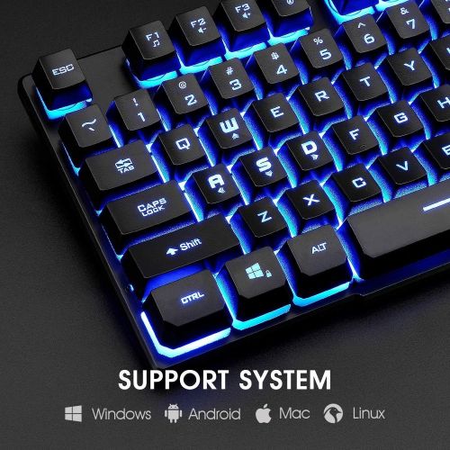  [아마존베스트]Rii RK100 3 Colors LED Backlit Mechanical Feeling USB Wired Multimedia Office Keyboard For Working or Primer Gaming,Office Device