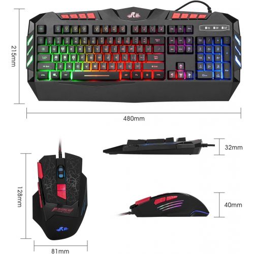  [아마존베스트]Rii RGB LED Backlight Wired Gaming Keyboard and Mouse Combo,PC Gaming Keyboard,Office Keyboard for Windows/Android/Mac/Xbox/PC/Laptop/Andriod TV Box/HTPC,Business Office