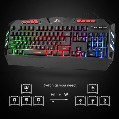  [아마존베스트]Rii RGB LED Backlight Wired Gaming Keyboard and Mouse Combo,PC Gaming Keyboard,Office Keyboard for Windows/Android/Mac/Xbox/PC/Laptop/Andriod TV Box/HTPC,Business Office