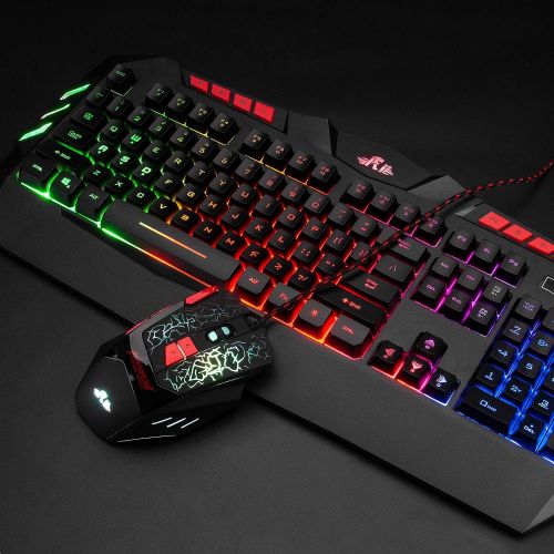  [아마존베스트]Rii RGB LED Backlight Wired Gaming Keyboard and Mouse Combo,PC Gaming Keyboard,Office Keyboard for Windows/Android/Mac/Xbox/PC/Laptop/Andriod TV Box/HTPC,Business Office