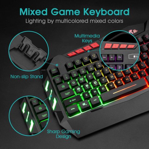  [아마존베스트]Rii RGB LED Backlight Wired Gaming Keyboard and Mouse Combo,PC Gaming Keyboard,Office Keyboard for Windows/Android/Mac/Xbox/PC/Laptop/Andriod TV Box/HTPC,Business Office