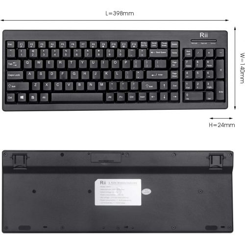  [아마존베스트]Rii RK901 Wireless Keyboard,Ultra-Slim Full Size 2.4G Wireless Keyboard with Numeric Keypad for Computer,Desktop,Laptop,PC,Raspberry pi,Windows XP/7/8/10 (Black)