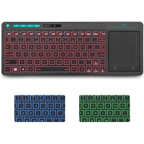  [아마존베스트]Rii K18 Plus Wireless 3-LED Color Backlit Multimedia Keyboard with Multi-Touch Big Size Trackpad,Rechargable Keyboard for Android TV Box,PC,Smart TV,Xbox,Raspberry Pi, HTPC IPTV,Wi