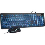 [아마존베스트]Rii Three Colors Backlit Business Keyboard,Gaming Keyboard and Mouse Combo,USB Wired Keyboard,RGB Optical Mouse for Gaming,Business Office