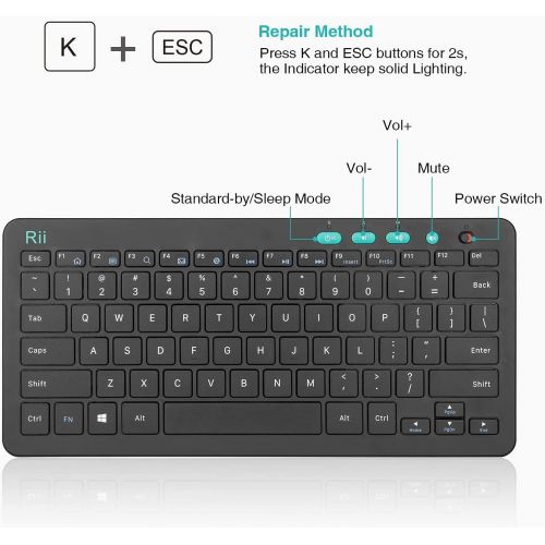  [아마존베스트]Rii RKM709 2.4 Gigahertz Ultra-Slim Wireless Keyboard and Mouse Combo, Multimedia Office Keyboard for PC, Laptop and Desktop,Business Office