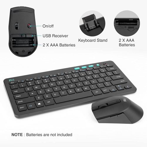  [아마존베스트]Rii RKM709 2.4 Gigahertz Ultra-Slim Wireless Keyboard and Mouse Combo, Multimedia Office Keyboard for PC, Laptop and Desktop,Business Office