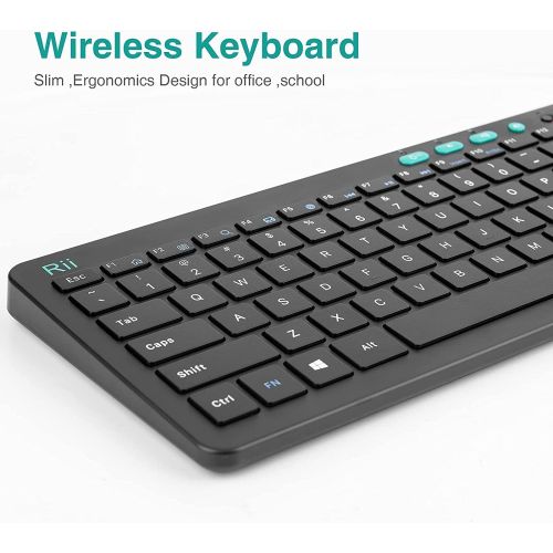  [아마존베스트]Rii RKM709 2.4 Gigahertz Ultra-Slim Wireless Keyboard and Mouse Combo, Multimedia Office Keyboard for PC, Laptop and Desktop,Business Office