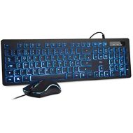 [아마존베스트]Rii Gaming Keyboard and Mouse Set, Keyboard Mouse Set with Cable, 3 LED Backlight QWERTZ (German Layout), Wired Keyboard with Mouse for PC, Computer, Laptop, Black