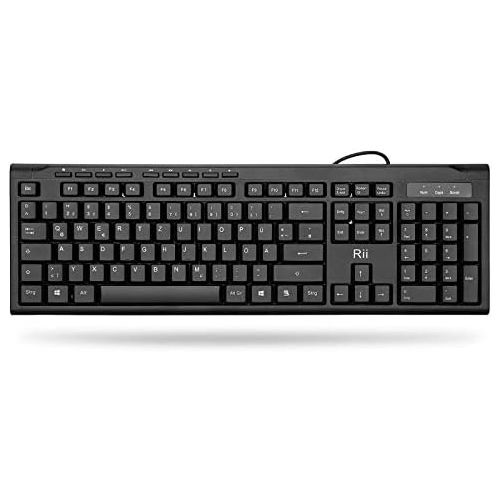  [아마존베스트]Rii RK907 Keyboard USB, Wired Keyboard PC, Business Slim Keyboard with Cable for Mac/PC/Tablet/Windows/Android/Microsoft, QWERTZ German Layout