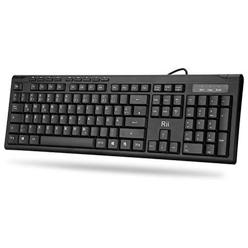  [아마존베스트]Rii RK907 Keyboard USB, Wired Keyboard PC, Business Slim Keyboard with Cable for Mac/PC/Tablet/Windows/Android/Microsoft, QWERTZ German Layout