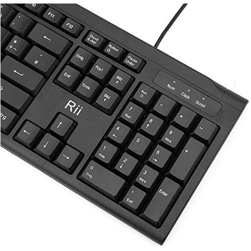  [아마존베스트]Rii RK907 Keyboard USB, Wired Keyboard PC, Business Slim Keyboard with Cable for Mac/PC/Tablet/Windows/Android/Microsoft, QWERTZ German Layout