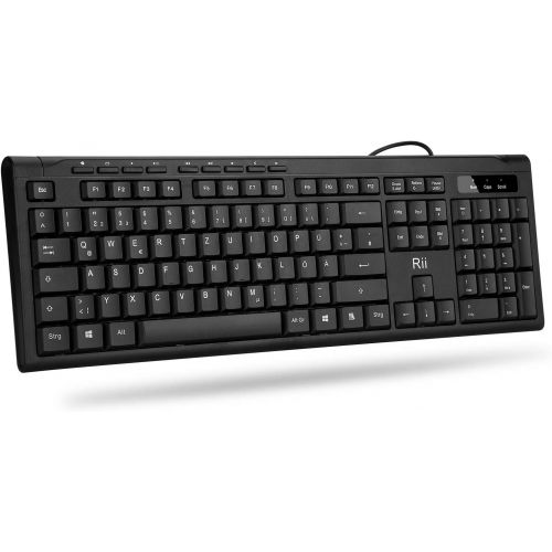  [아마존베스트]Rii RK907 Keyboard USB, Wired Keyboard PC, Business Slim Keyboard with Cable for Mac/PC/Tablet/Windows/Android/Microsoft, QWERTZ German Layout