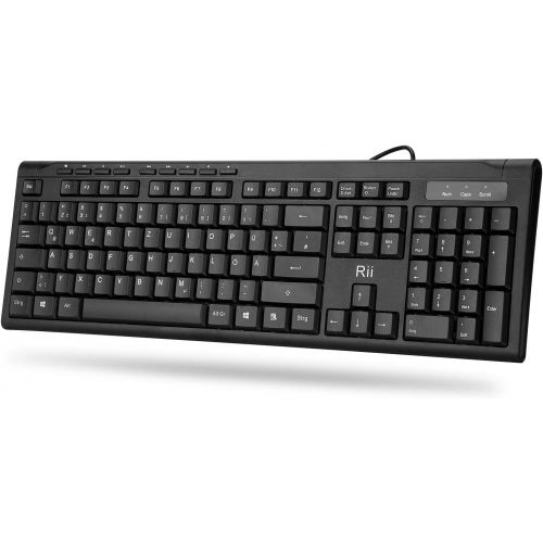  [아마존베스트]Rii RK907 Keyboard USB, Wired Keyboard PC, Business Slim Keyboard with Cable for Mac/PC/Tablet/Windows/Android/Microsoft, QWERTZ German Layout