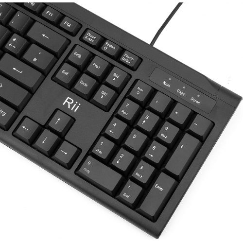  [아마존베스트]Rii RK907 Keyboard USB, Wired Keyboard PC, Business Slim Keyboard with Cable for Mac/PC/Tablet/Windows/Android/Microsoft, QWERTZ German Layout