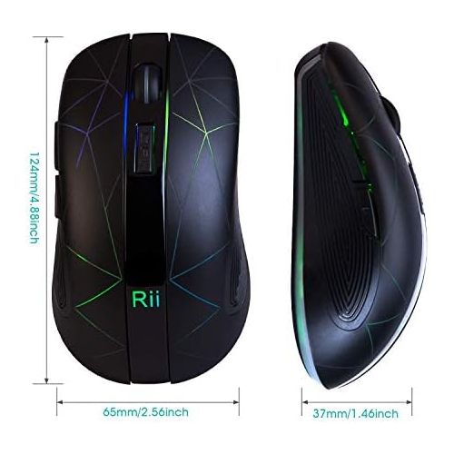  [아마존베스트]Rii Wireless Mouse, 2.4G Wireless Mouse PC Mouse Laptop Mouse Wireless Optical Mouse with USB Nano Receiver, 7 LED Illuminated Mouse for Windows/Mac/Linux, Office Home, Black