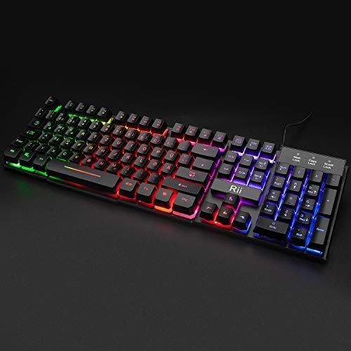  [아마존베스트]Rii Gaming Keyboard PC, PS4 Keyboard USB, Rainbow Illuminated Keyboard LED, Gaming Keyboard Ideal for Gamers, Office (German Layout)
