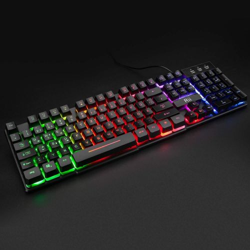  [아마존베스트]Rii Gaming Keyboard PC, PS4 Keyboard USB, Rainbow Illuminated Keyboard LED, Gaming Keyboard Ideal for Gamers, Office (German Layout)