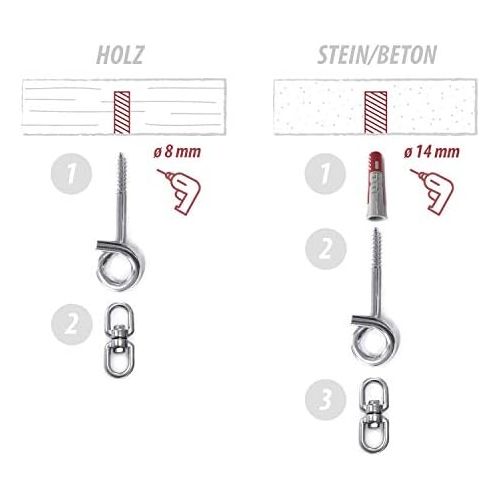  Besuchen Sie den riijk-Store riijk Deckenhaken fuer Hangesessel Aufhangung, als Boxsack Halterung/Boxsack Aufhangung + Dreh-Wirbel + Duebel