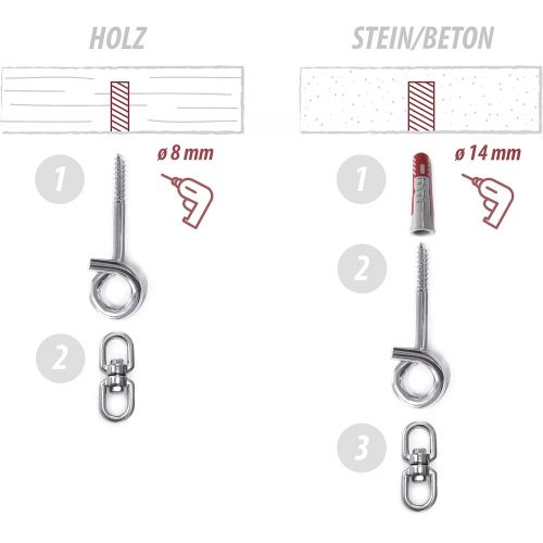  Besuchen Sie den riijk-Store riijk Deckenhaken fuer Hangesessel Aufhangung, als Boxsack Halterung/Boxsack Aufhangung + Dreh-Wirbel + Duebel
