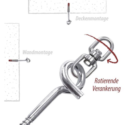  Besuchen Sie den riijk-Store riijk Deckenhaken fuer Hangesessel Aufhangung, als Boxsack Halterung/Boxsack Aufhangung + Dreh-Wirbel + Duebel