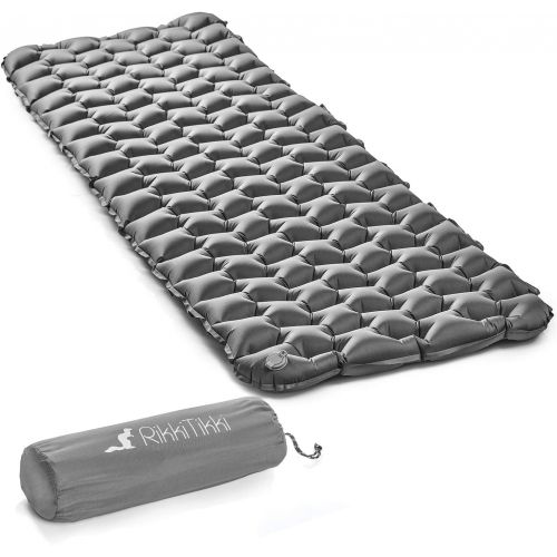  RikkiTikki Lightweight Inflatable Sleeping Pad - Compact Camping Mat for Sleeping - Best Air Camping Mattress Pad for Backpacking, Camping, Hiking