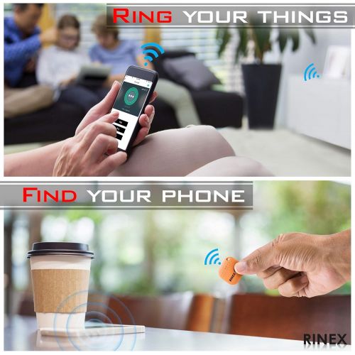  Rinex Bluetooth Key Finder ? Key Locator Device with App, Siri Compatibility, & Extra Battery ? Anti-Lost GPS Keychain Tracker Device for Phone, Luggage, Backpack, & Wallet ? GPS Trackin