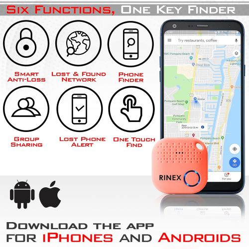  [아마존베스트]Rinex Bluetooth Key Finder  Key Locator Device with App, Siri Compatibility, & Extra Battery  Anti-Lost GPS Keychain Tracker Device for Phone, Luggage, Backpack, & Wallet  GPS Trackin