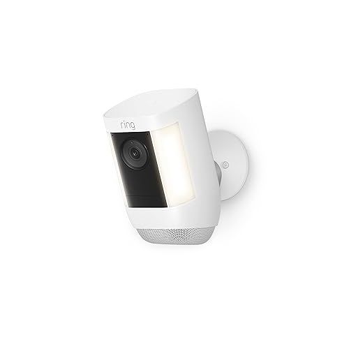  Ring Spotlight Cam Pro, Battery | 3D Motion Detection, Two-Way Talk with Audio+, and Dual-Band Wifi (2022 release) - White