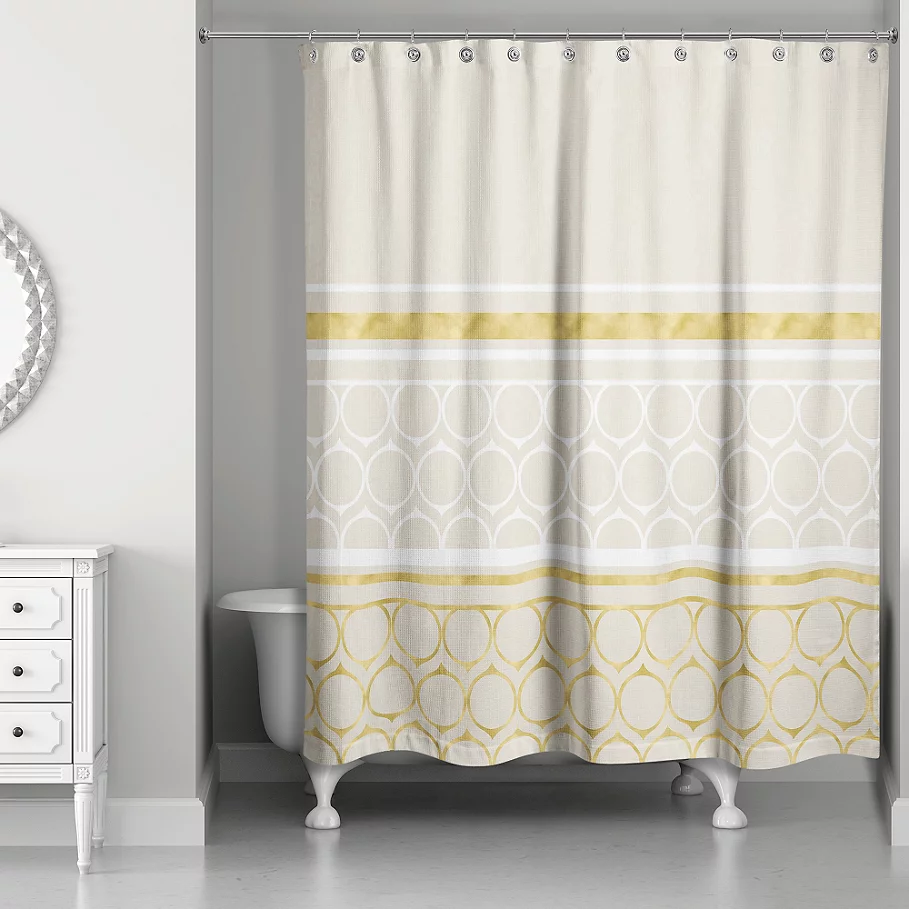  Rings Weighted Shower Curtain in IvoryGold