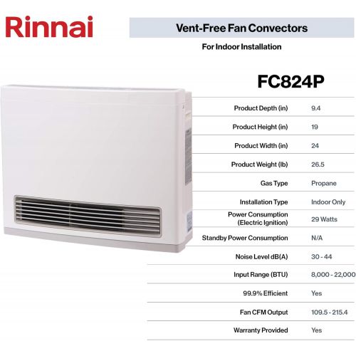  Rinnai FC824P Space Heater with Fan Convector, Propane Gas