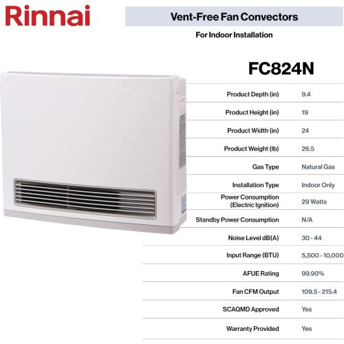  Rinnai FC824P Vent-Free Propane Gas Heater