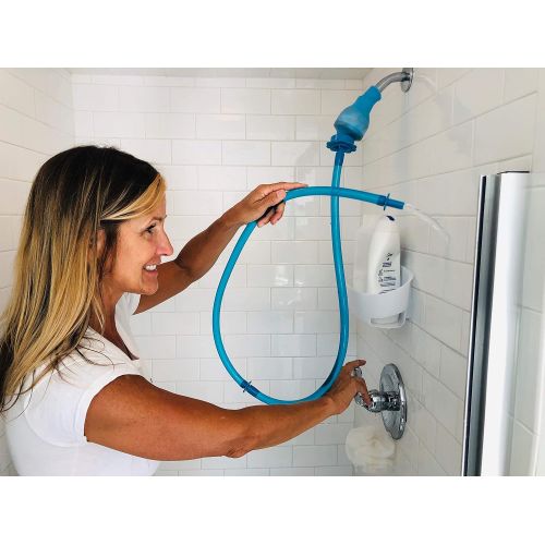  [아마존 핫딜] [아마존핫딜]Rinseroo: Slip-on, Handheld Showerhead Attachment Hose for Sink and Shower. No Installation, Detachable Shower Head Sprayer for Rinsing, Cleaning, Bathing. 5 Foot Flex Hose-Stretch