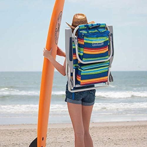  Rio Tommy Bahama Backpack Beach Cooler Chair Bundle (Stripe) with Camco Handy Mat